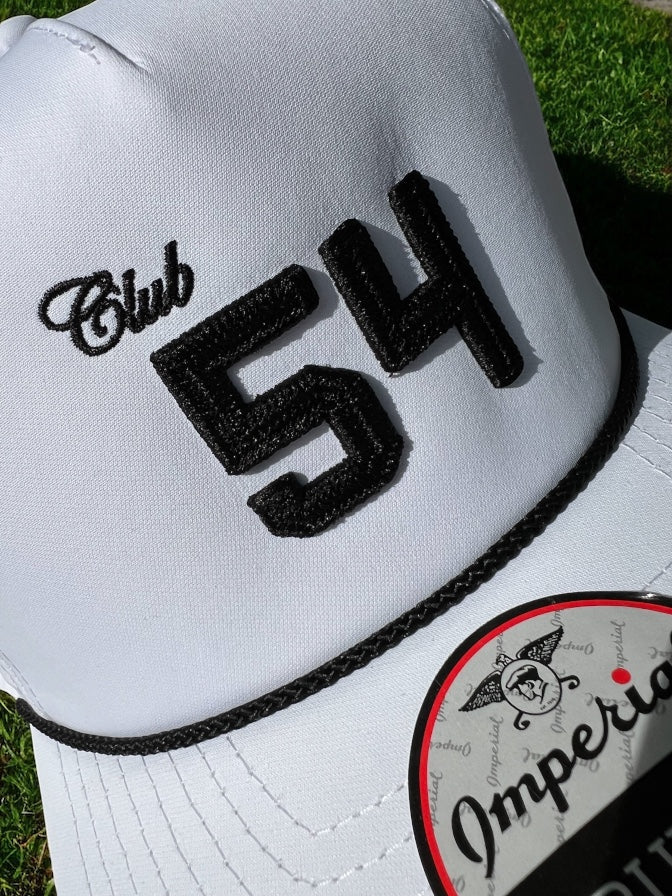 Club 54 - Block Text Performance Hat White/Black Rope