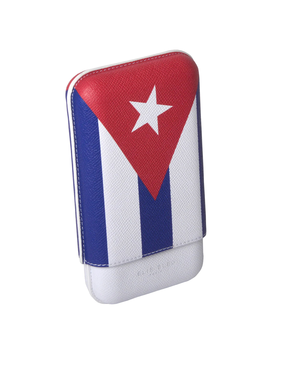 Elie Bleu - Cuban Flag 3 Cigar Leather Case