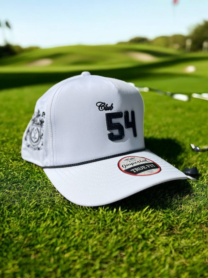 Club 54 - Block Text Performance Hat White/Black Rope